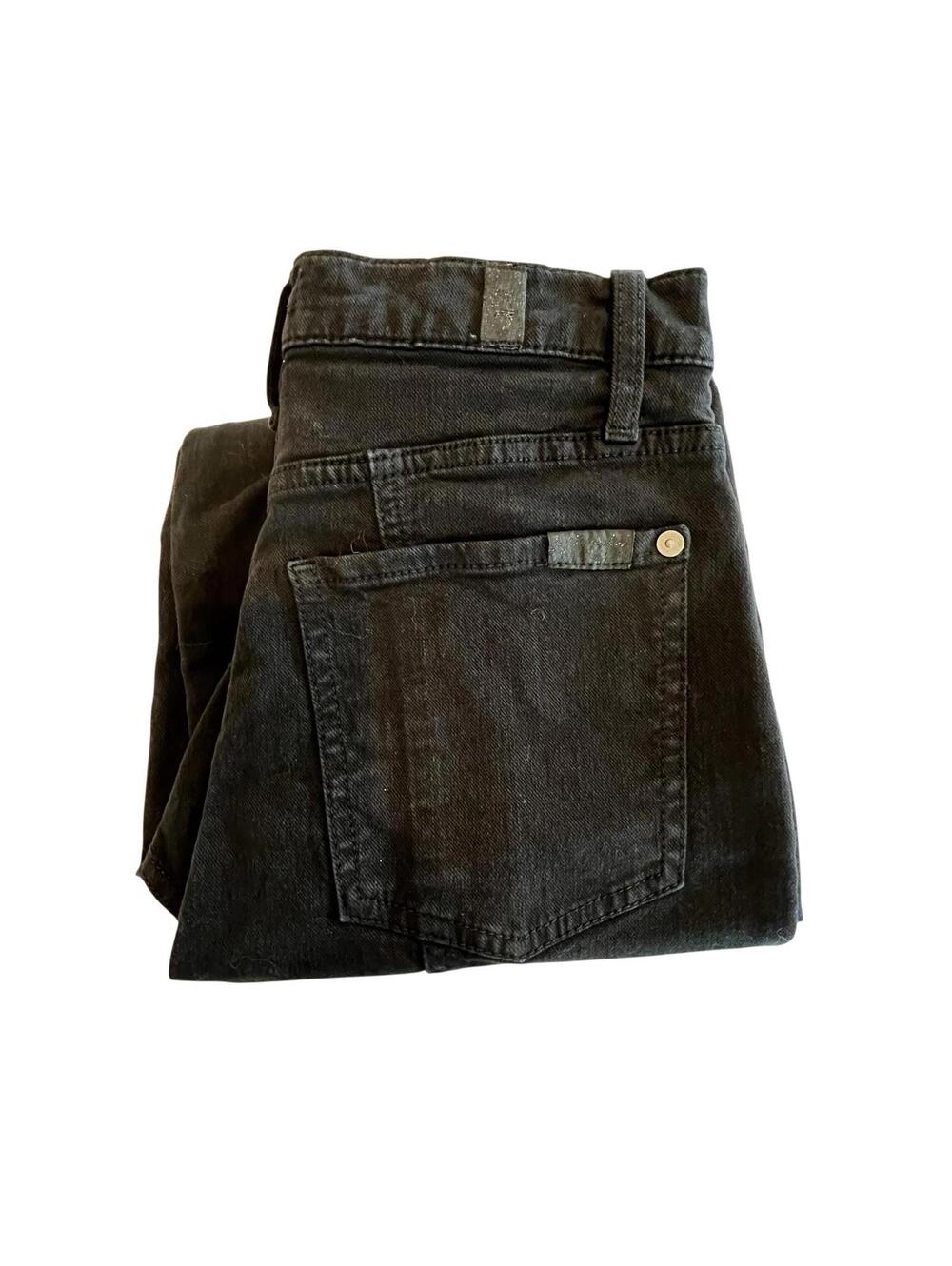 7 For All Mankind Dojo Ultra High-Rise Seamed DOJO Flare Jeans Black Sz 26  2240